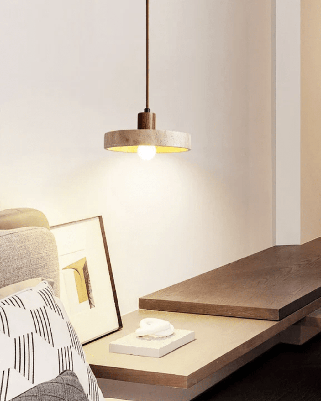 Marceline | Elegant Travertine Ceiling Pendant